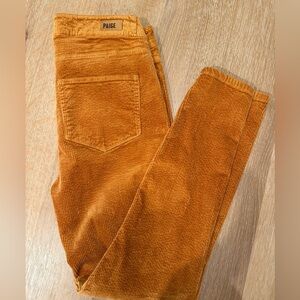 PAIGE Corduroy Pants Rust Orange Skinny Size 27